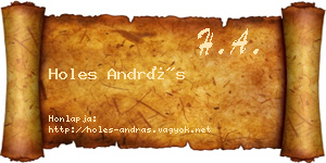 Holes András névjegykártya